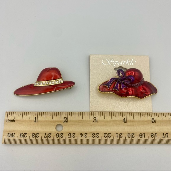 Two Red Hat Society Brooch Pins - Picture 2 of 10
